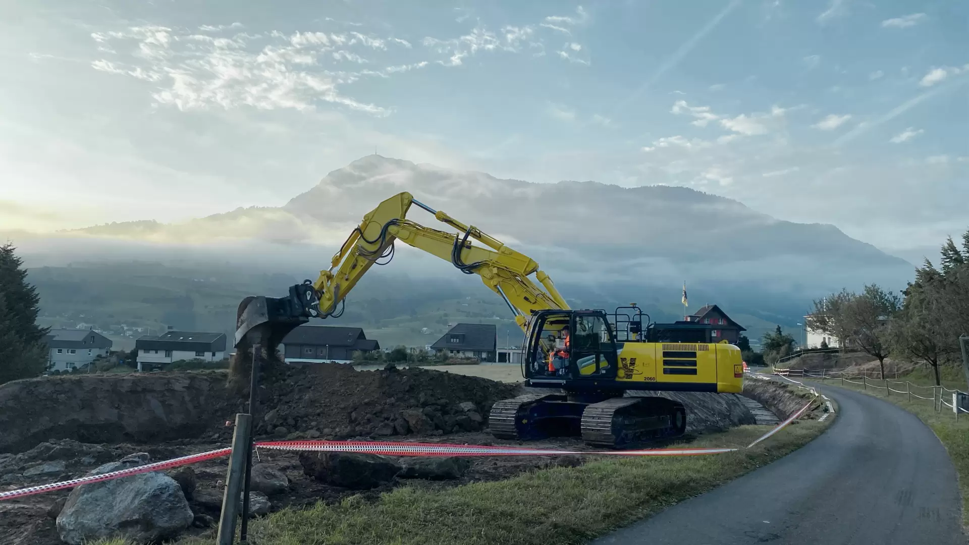 Bagger Arbeiten Fernwärmenetz